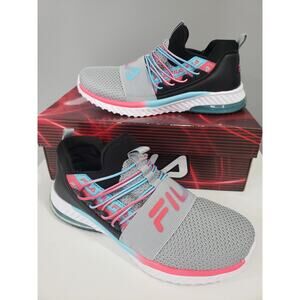 NEW SIZE 4 Fila Fantastiq 2 Girls' Running Shoe Athletic Slip On Gray Blue Gym